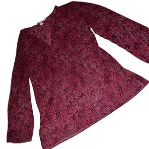 Victoria Secret SILK long sleeve chemise; varied burgundy/red tones  Lar…